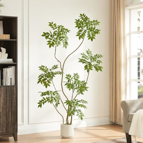 5.5FT Artificial Sumac Tree with White Pot, Indoor Tall Faux Plants by FloraFairy-StylishArtificialPlantsandPlanter
