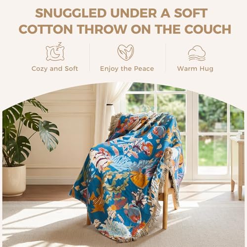 LUTBM Boho Throw Blanket for Couch 50"x60", Cotton Decorative Bed Throw - Image 4