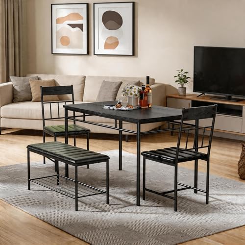 GarveeHome Dining Table Set, Dining Table for 4 with Bench, Kitchen Table by GarveeHome