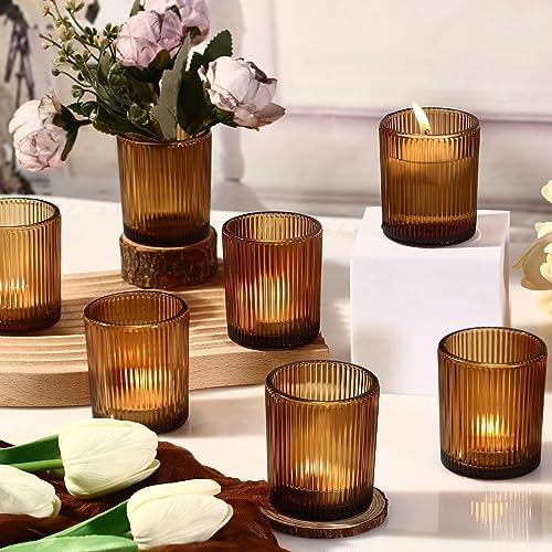 Votive Candle Holders, 24 Pack Amber Candle Holders for Christmas - Image 6
