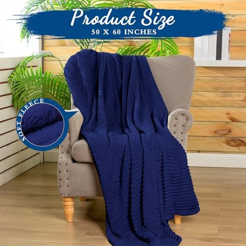 Buryeah 6 Pcs Flannel Blankets Bulk,Fall Outdoor Wedding, Navy - Image 2