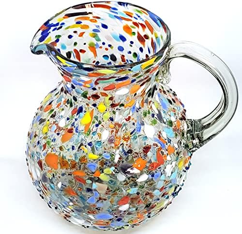 Confetti Rocks 120 oz Large Bola Pitcher, Recycled Glass, Lead-free, Toxin-Free (Pitcher) Multicolor - Image 4