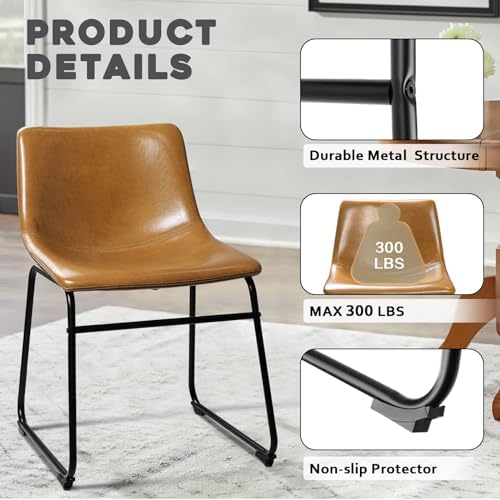 Waleaf Dining Chairs Set of 4, 18" Faux Leather Counter Height Bar Stools - Image 3