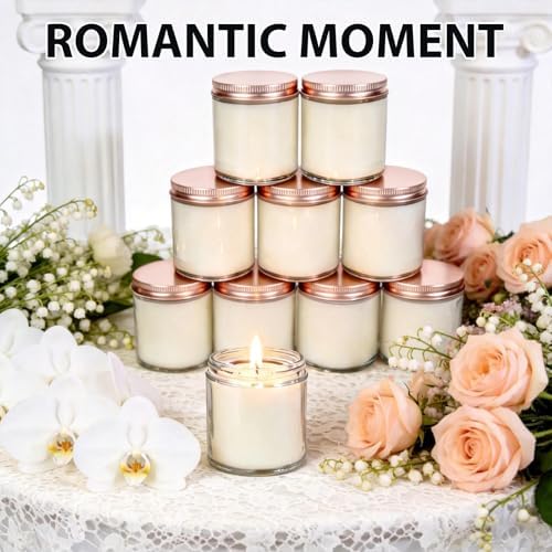 24 PCS 4oz White Soy Wax Candles, Classic Rose Scented Candle Gift Set | Warm & Cozy Bulk Favors | Perfect for Weddings, Housewarmings, Holiday Parties | Relaxing Rose Home Fragrance - Image 6