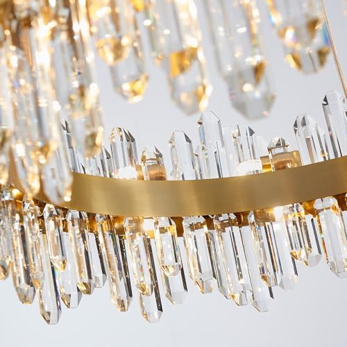 Gold Modern Oval Crystal Chandelier, 24-Lights Luxury Chandeliers Modern 2-Tiers K9 Crystal Chandelier Pendant, Light Fixture G9 Lights for Dining Living Room Entryway Kitchen Dia 30 inch - Image 3