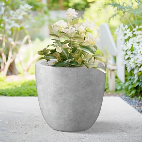 Kante Pale Gray Concrete Planter 18" Dia All-Weather Round Large Pot - Image 3