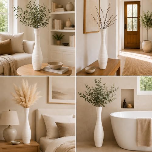 Leewadee Large Floor Vase 20 inches Polyresin for Pampas Grass, Dried Flowers - Image 6