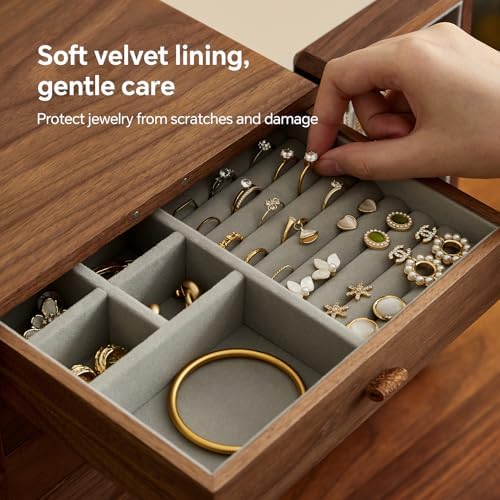 Black Walnut Wood Jewelry Box for Women, Large - Image 4