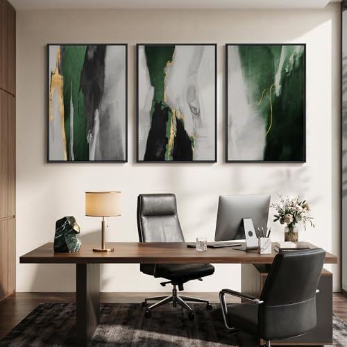 Large Framed Green Abstract Wall Art for Living Room, 3 Piece Set, 24x36 In - Image 5