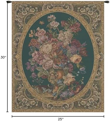 Decorative Floral in Vase Green Tapestry Wall Hanging 30 x 25 in - Image 6