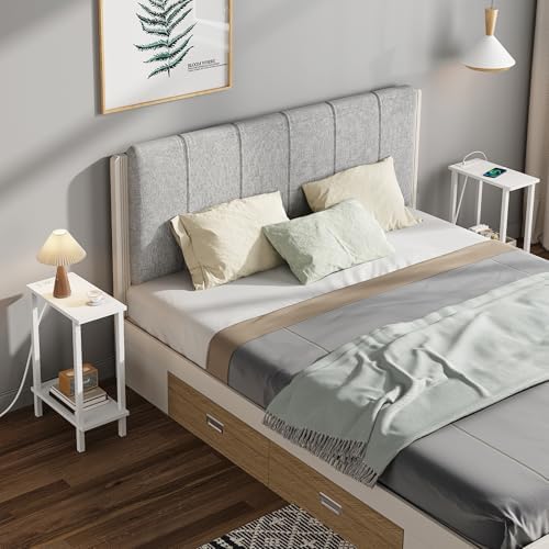TUTOTAK Narrow Side Table Set of 2, Small End Table with Charging Station - Image 5