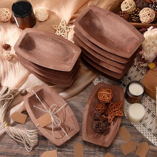 Tioncy 12 Set Wooden Dough Bowls for Decor Bulk, Small,Boat Shape - Image 4