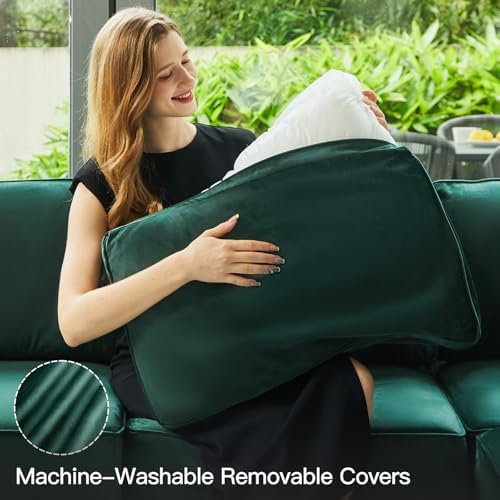 Belffin Modular Sectional Sofa with Storage Seats Velvet L Shaped Corner Couch Convertible Sectional Sofa with Chaise (Green, L Shape-1)… - Image 5