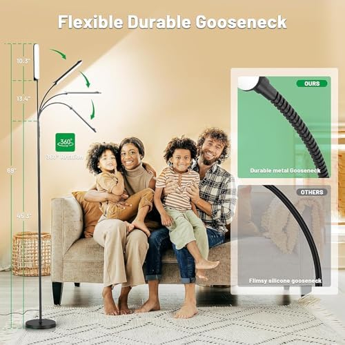 Yikuneng Dimmable LED Floor Lamp, Super Bright Reading Lamps Floor Standing lamp with Remote & Touch Control, Stepless Dimming & 2700K-6500K Color Temperature, for Living Room Bedroom Office, 2 Pack - Image 5