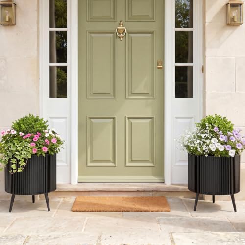 GIANTEX Plant Pot with Stand Set of 2, 20" & 18" Metal Plant Stand - Image 4