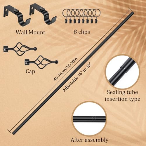 Marsui Quilt Hanger for Wall Display, Spiral Cap Tapestry Rod 16"-30",Black - Image 2
