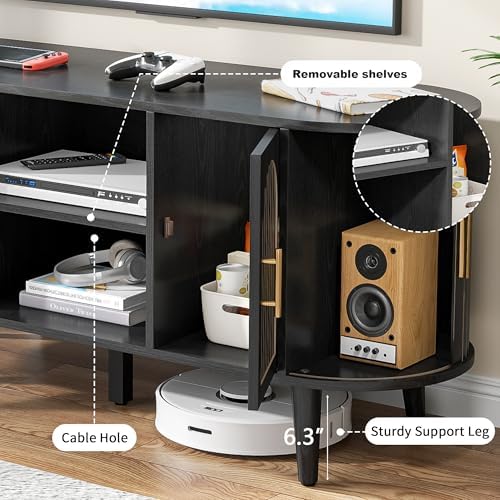 51"Fluted TV Stand for Tvs up to 60" Entertainment Center with Open Storage - Image 3