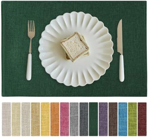 Softalker Christmas Cloth Placemats Set of 6-12 x 18 Inch, Dark Green by Softalker