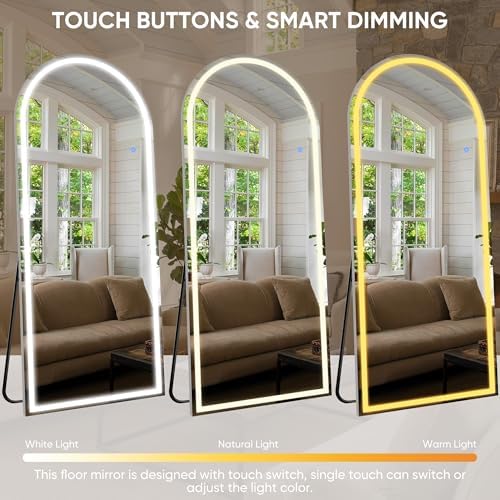 Antok 56"x20" LED Full Length Mirror, Lighted Floor Mirror, Arched - Image 3