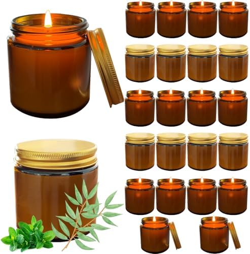 24 Pcs 4 Oz Mini Soy Candles,Eucalyptus Mint Scented Candles Set,Bulk Aromatherapy Candle,Suitable as Gifts or Souvenirs for Occasions Such as Birthdays and Weddings. by Veiuwa