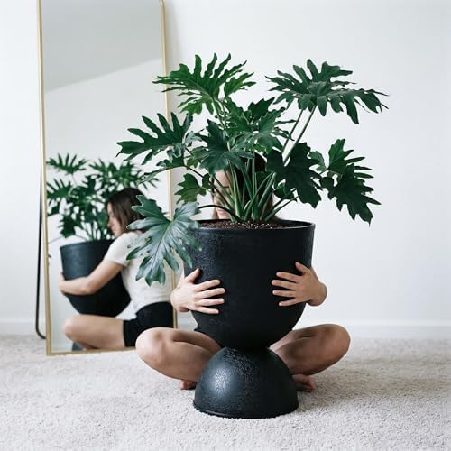 KOL 23 Inch Tall Planters, Black Plastic Urn Planters, 1 Pack - Image 2