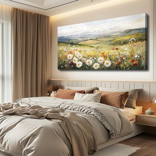 FUHAIHUA Canvas Wall Art For Living Room Large Framed Wall Decor For Office Modern Bedroom Decorations Prairie Flowers Landscape Pictures Farmhouse Paintings Artwork Aesthetic Home Decor 30" x 60" - Image 5
