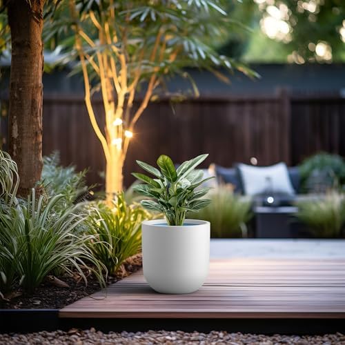 Kante Large Round Capsule White Concrete Planter 16.5" Dia, Outdoor - Image 3