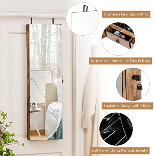 GIANTEX Wall or Door Mounted Jewelry Armoire with Full Length Mirror, 47.5" - Image 6