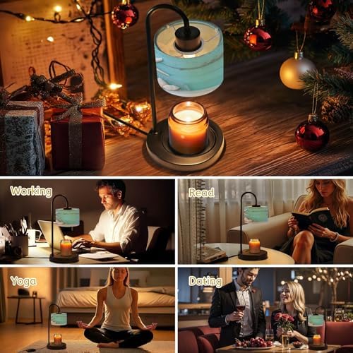 Candle Warmer Lamp with Timer Starfish Shell Teal Beach Nature Seashells Fishing Net Weathered Wood Dimmable Wax Warmer with 4 Bulbs for Jar Candles Women Birthday Gifts House Warming New Home Decor - Image 7