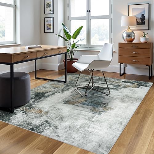 5x8 Area Rugs for Living Room Washable Bedroom Dining Room Black Gold - Image 3
