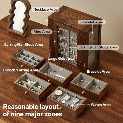 360 Rotating Design Wooden Jewelry Box for Women - Image 3