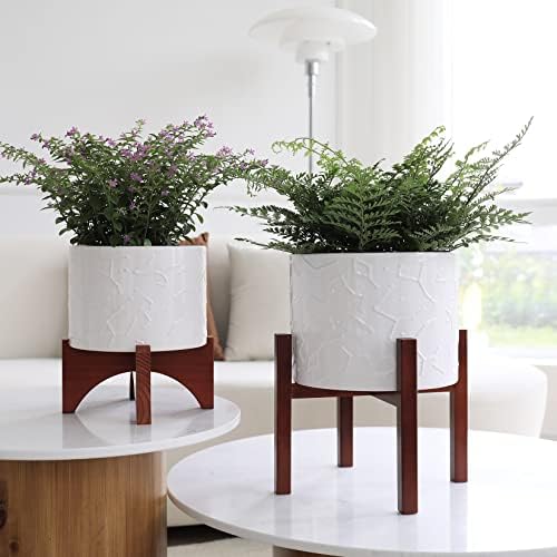 LA JOLIE MUSE Ceramic Pot for Plants, 8 Inch Indoor Planter with Stand - Image 3