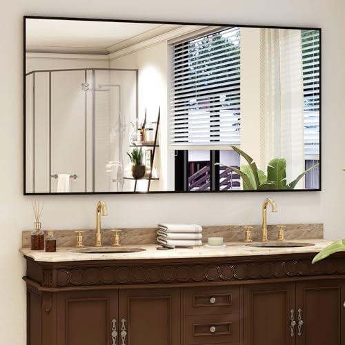 Easly 34"x76" Full Length Mirror with Stand, Large Rectangular Floor Mirror for Bedroom, Living Room or Closet, Wall-Mounted or Freestanding, Black Aluminum Alloy Frame - Image 4
