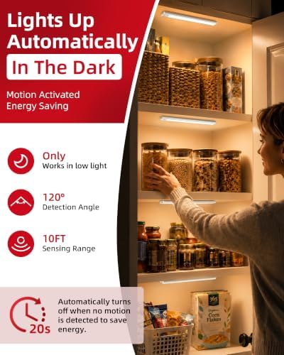 6-Pack Under Cabinet Lights, Motion Sensor Light Indoor, Counter Lights - Image 2