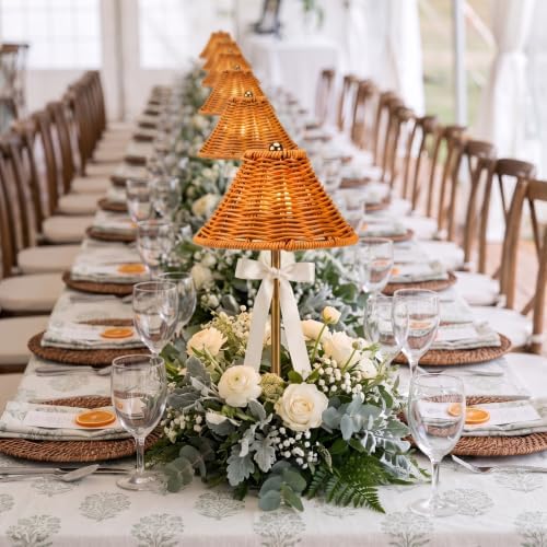 6 Pack Rattan Wicker Cordless Table Lamps LED for Wedding Party - Image 5