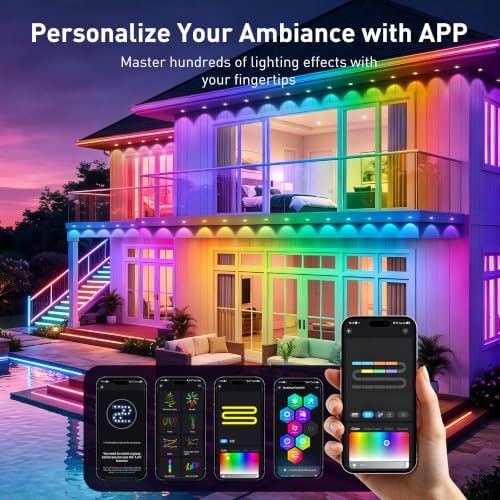 LITSOUL 600FT Permanent Outdoor Lights for House RGB+IC, Chasing Effect Smart RGB+IC Eave LED Lighting with 16 Million Colors, Waterproof Outdoor Strip Lights for Christmas Halloween Holiday Daily - Image 2