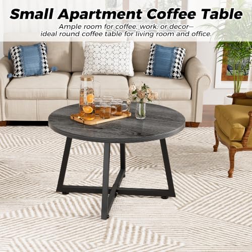 Coffee Table, 23.6" Round Coffee Tables for Living Room, Gray Coffee Table - Image 7