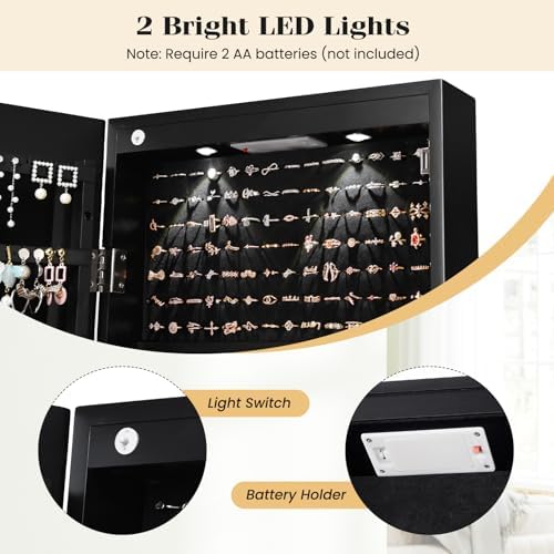 GIANTEX Wall or Door Mounted Jewelry Armoire with Full Length Mirror, 47.5" - Image 5