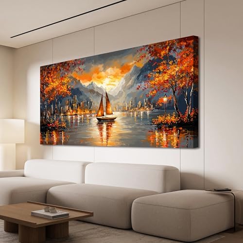 Canvas Oversized Wall Art Decor Wall Art Picture for Living Room Canvas Art Wall Decor Modern Landscape Wall Art Prints Large Coastal Wall Art Artwork for Walls Bedroom Office Home Decor 29" X 58" by TQJYILUFAART