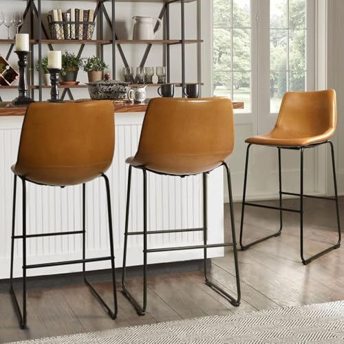 Waleaf 30 Inch Counter Height Bar Stools Set of 3, Faux Leather Bar Chairs - Image 6