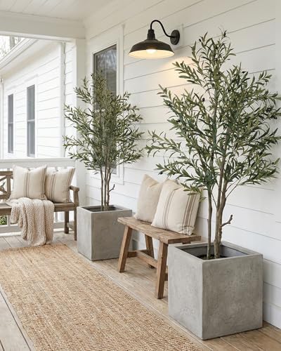 KOL 6ft Artificial Olive Tree Indoor, Tall Faux Olive Trees, Fake Olive Tree Floor Plant for Home Office Living Room Decor with Matte Black Pot - Image 4