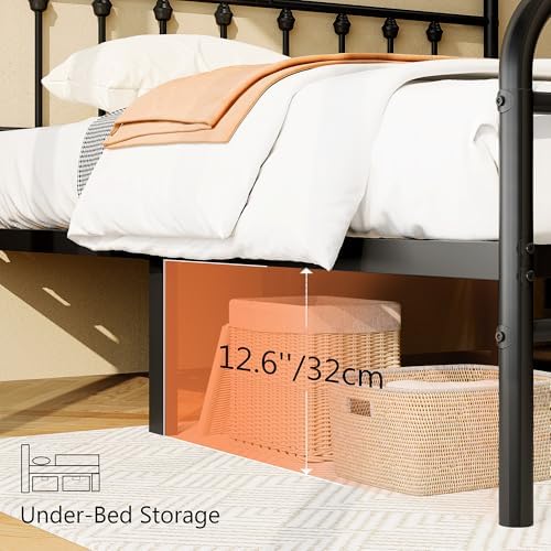 zunatu King Size Metal Bed Frame, Victorian Style Headboard and Footboard - Image 4