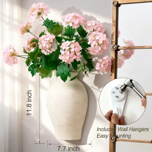 Vanselia 2 Pack Ceramic Wall Vase Home Decor Hanging Planter (11.8" Rustic) - Image 2
