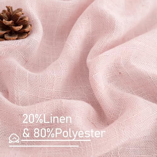 LAMIT Pink Linen Curtains 45 Inch Length 2 Panels for Girl Bedroom - Image 2