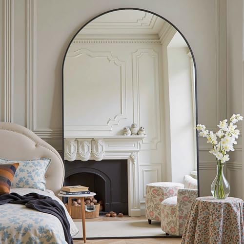 Dewfig Arched Full Length Mirror, 81"x41" Large Floor Mirror, Black - Image 2