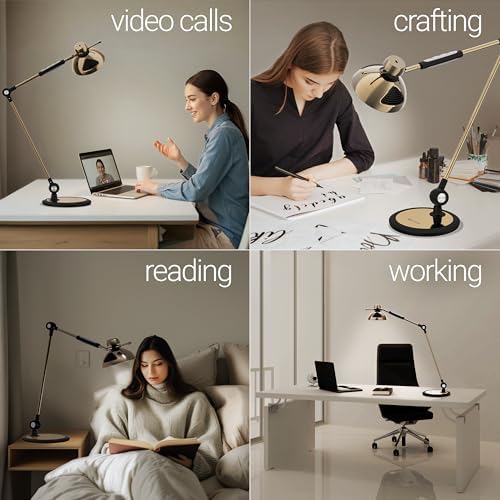 OTUS Tall LED Architect Desk Lamp for Home Office, Gesture Control, Brass - Image 3