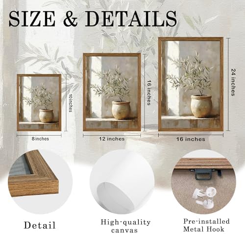 AVECCO Potted Vintage Olive Tree Botanical Wall Art Framed Canvas 16x24 in - Image 6