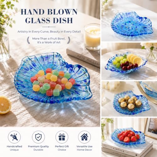 Hand Blown Glass Bowl Decorative Dish Fruit Bowl Home Decor - Image 4