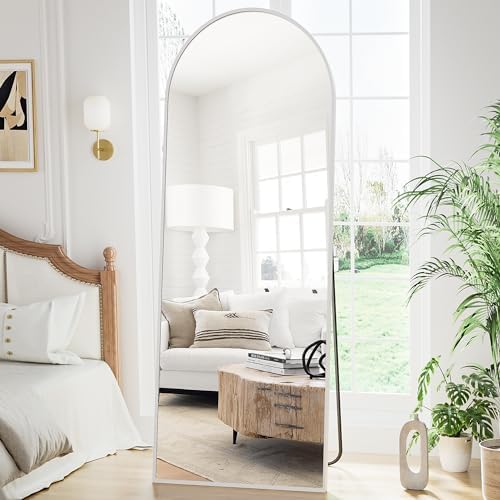 Arched Floor Mirror, 56"x20" Full Length Mirror, Standing Mirror Hanging or Leaning, Body Mirrors with Stand, Wall Mounted Mirror, Arched-Top Mirrors with Aluminum Frame for Bedroom (White) - Image 2