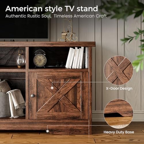 Casaottima TV Stand for 65 Inch TV, Entertainment Center, Walnut - Image 5